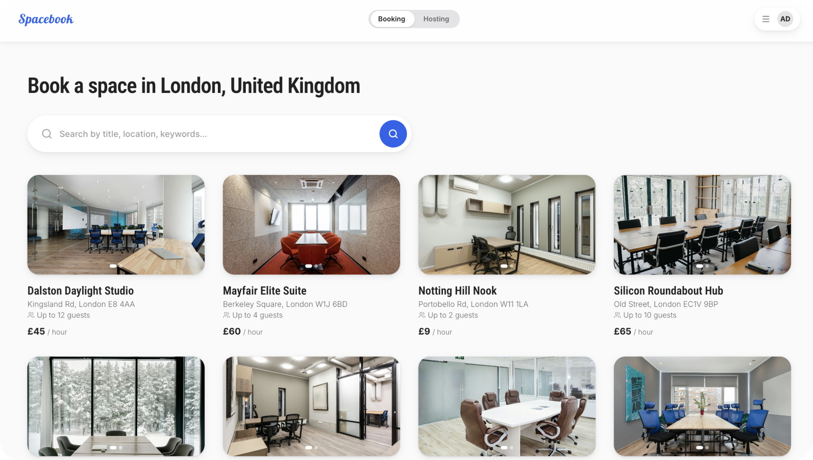 Spacebook: A space-hiring marketplace MVP